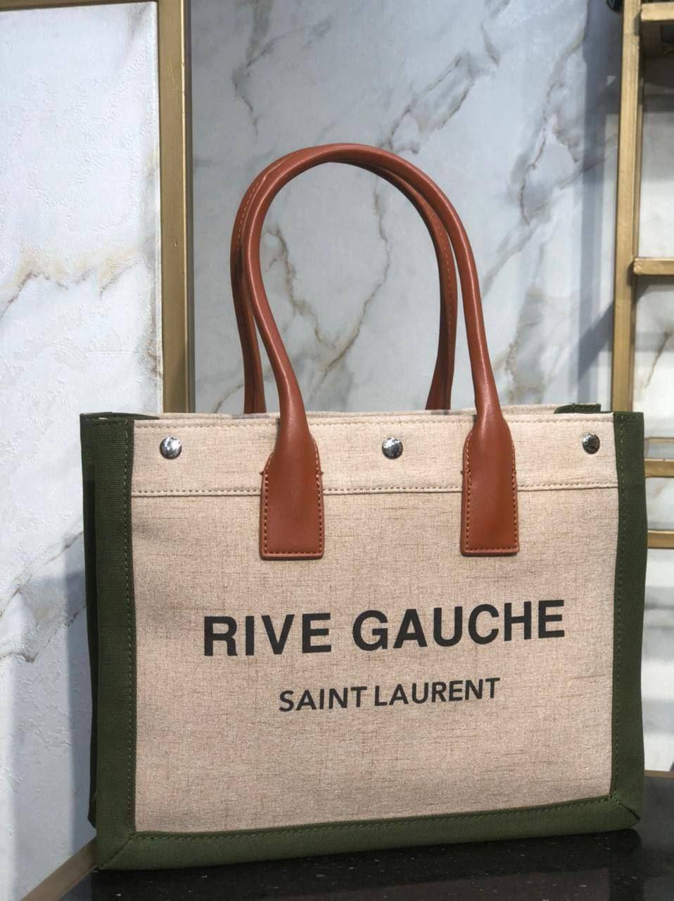 RIVE GAUCHE GRAND SAC CABAS EN TOILE IMPRIMÉE ET CUIR