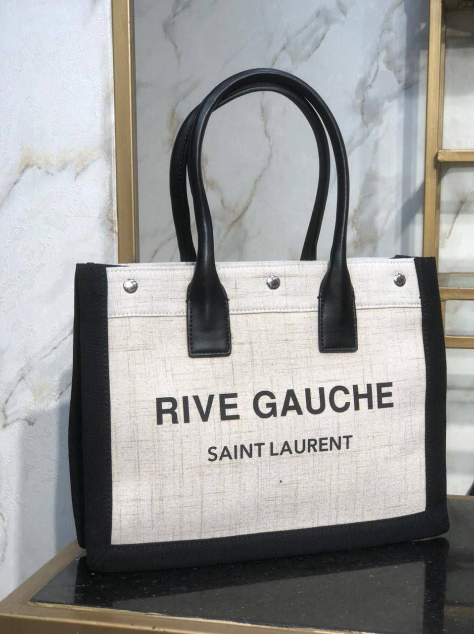 RIVE GAUCHE GRAND SAC CABAS EN TOILE IMPRIMÉE ET CUIR
