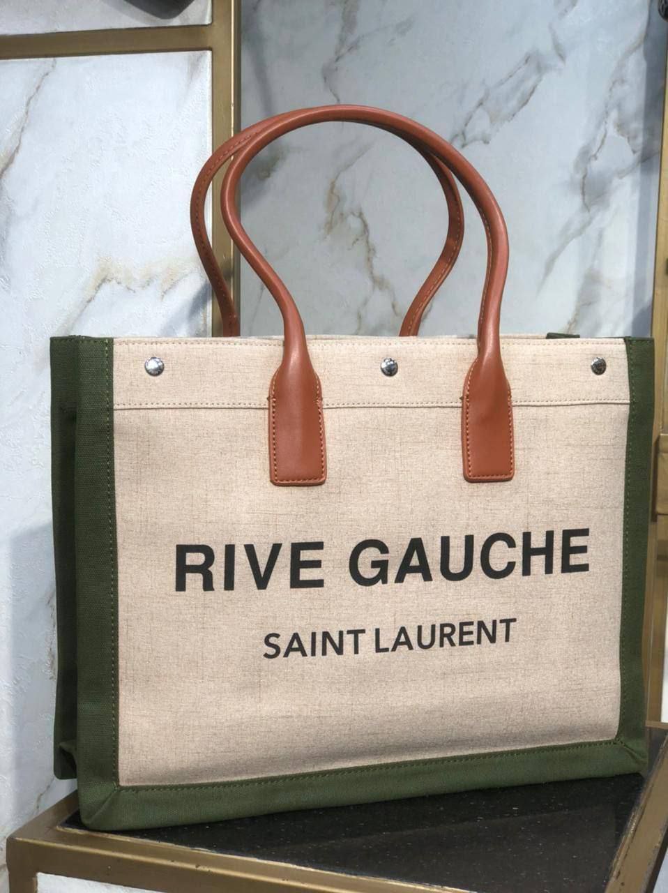RIVE GAUCHE GRAND SAC CABAS EN TOILE IMPRIMÉE ET CUIR