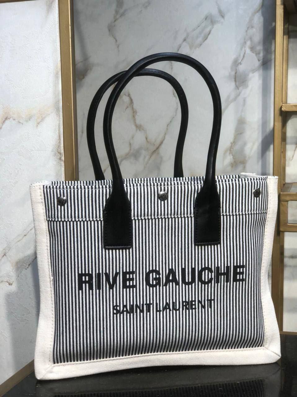 RIVE GAUCHE GRAND SAC CABAS EN TOILE IMPRIMÉE ET CUIR