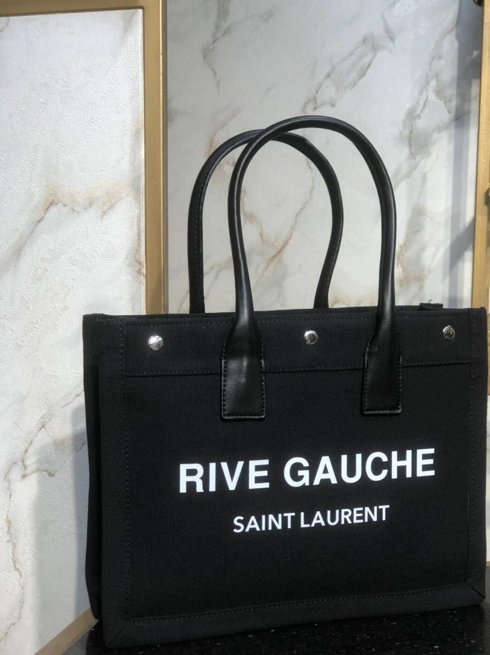 RIVE GAUCHE GRAND SAC CABAS EN TOILE IMPRIMÉE ET CUIR