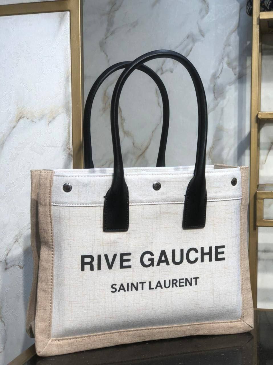 RIVE GAUCHE GRAND SAC CABAS EN TOILE IMPRIMÉE ET CUIR